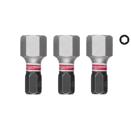 Бита MILWAUKEE SHOCKWAVE, Hex10, 25 мм, (3 шт.) (4932500384)
