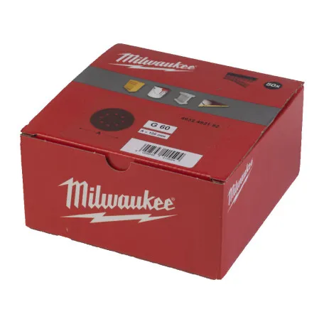 Бумага шлифовальная MILWAUKEE диаметр 125мм/8, зерно 60, 50шт (4932492192)