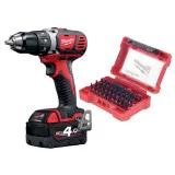 Шуруповерт аккумуляторный MILWAUKEE M18 BDD-402CA + набор бит (4933464942)