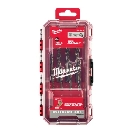 Набор сверл по металлу кобальтовых MILWAUKEE HSS-Co PACKOUT, DIN338, (8шт) (3-10мм) (4932499256)