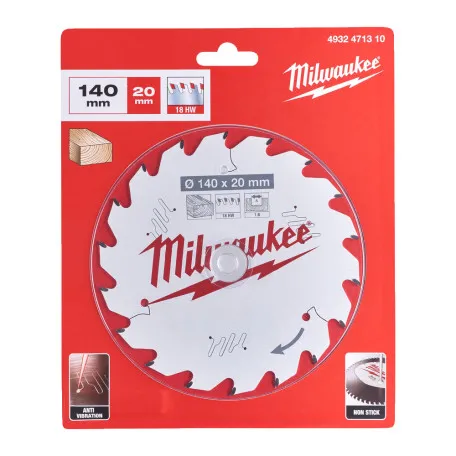 Диск пильный PFTE THIN KERF MILWAUKEE, O140х20х1,6мм, 18 зуб (4932471310)