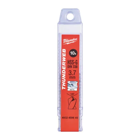 Сверло THUNDERWEB HSS-G MILWAUKEE, DIN338, Ø3,7х70х39мм, 10шт (4932459845)