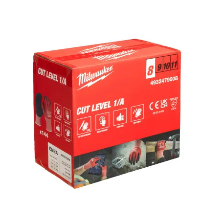 Перчатки MILWAUKEE 3/C, 11/XXL, (144шт) (4932479015)