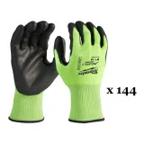 Перчатки рабочие, сигнальные, Hi-Vis MILWAUKEE, с сопротивлением порезам 3/C уровня, размер 8/M, (144 пары) (4932479020)