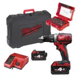 Шуруповерт аккумуляторный MILWAUKEE M18 BDD-402CA + набор бит (4933464942)