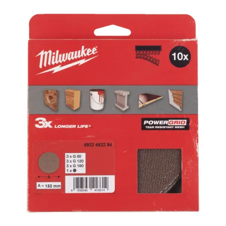 Набор сеток шлифовальных PG Mesh HL MILWAUKEE 150мм, (10шт) (4932492294)
