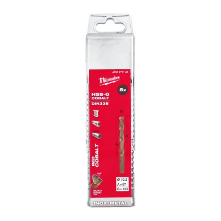 Сверло по металлу HSS-Co MILWAUKEE DIN338 10,2х133х87мм 5шт (4932471143)