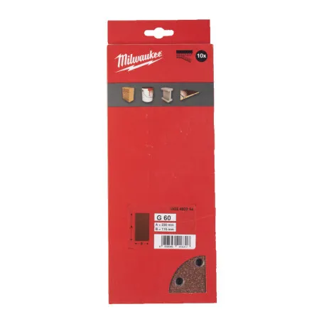 Бумага шлифовальная MILWAUKEE, 115x230мм HL, зерно 60, 10шт (4932492264)