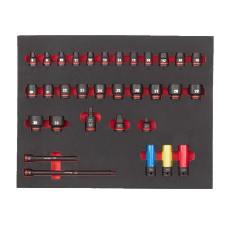 Ложемент с головками ShW 1/2'' STD MILWAUKEE (32шт) (45х536х417мм) для тележек (4932493392)
