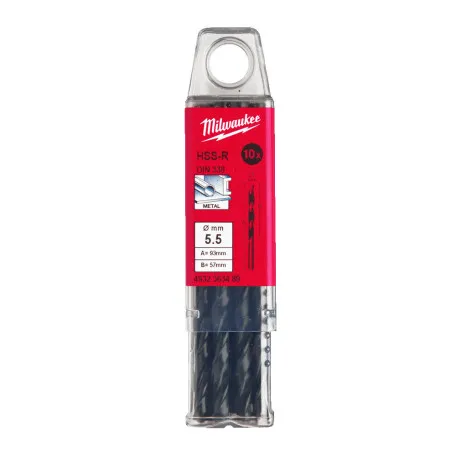 Сверло по металлу MILWAUKEE HSS-R, DIN338, Ø5,5х93х57мм, (10 шт.) (4932363489)
