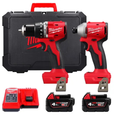 Набор из 2 инструментов аккумуляторных бесщеточных MILWAUKEE M18 BLCPP2A-402C (M18 BLPDRC, BLIDRC) (4933492827)