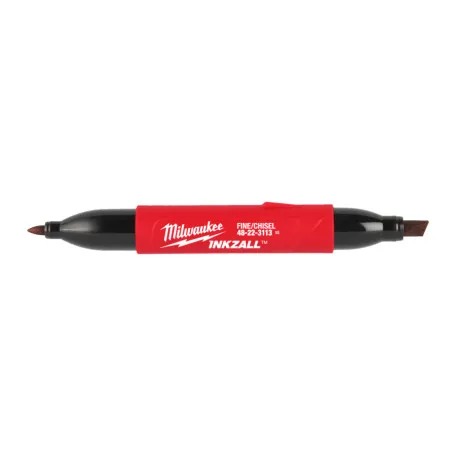 Маркер для стройплощадки, MILWAUKEE INKZALL Double Tip, тонкая/скошенная, черная (4932501155)