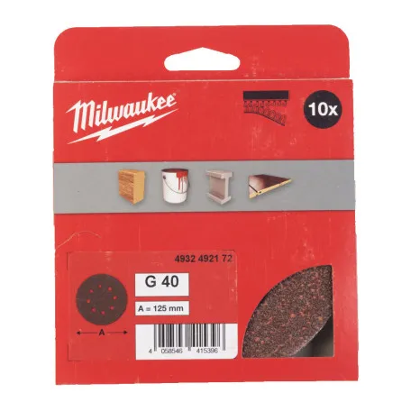 Шлифовальный круг MILWAUKEE Ø125/8 HL, зерно 40, (10шт) (4932492172)