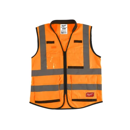 Жилет сигнальный, MILWAUKEE Hi-Viz PREMIUM, оранжевый, размер, 2XL/3XL, (4932471900)