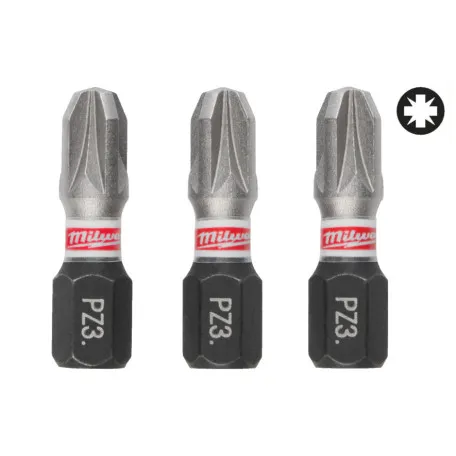 Бита MILWAUKEE SHOCKWAVE, PZ3, 25мм, (3 шт.) (4932500357)