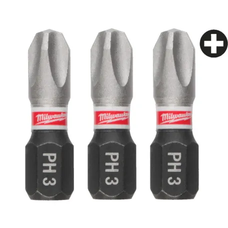 Бита MILWAUKEE SHOCKWAVE, PH3, 25мм, (3 шт.) (4932500354)
