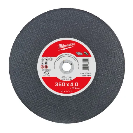 Диск отрезной по металлу и чугуну MILWAUKEE, CCS 41/350х4, Ø350мм (4932472264)