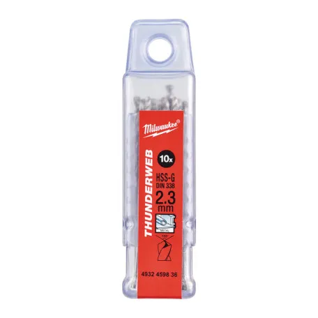 Сверло по металлу THUNDERWEB HSS-G MILWAUKEE DIN338 2,3х53х27мм, 10шт (4932459836)