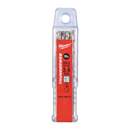 Сверло по металлу MILWAUKEE THUNDERWEB HSS-G, DIN338, Ø3,4x70х39мм. (10 шт.) (4932459843)