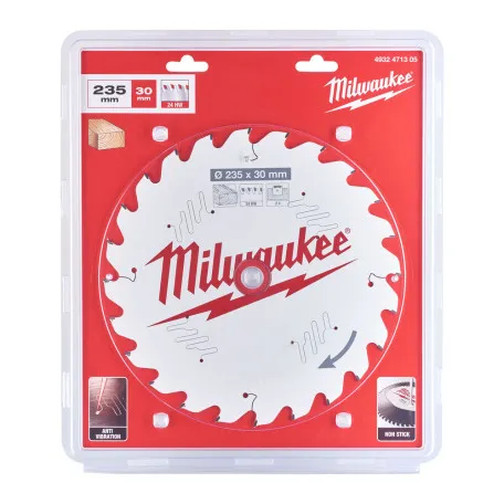 Диск пильный по дереву PFTE MILWAUKEE, Ø235х20х2, 4мм, 24 зуба. (4932471305)