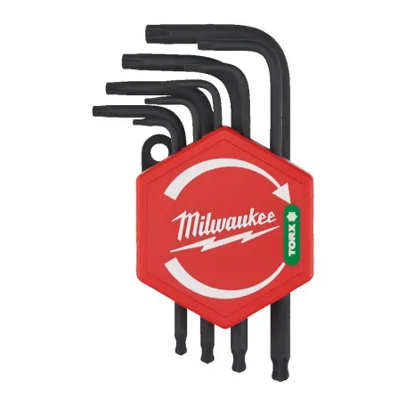 Набор ключей Г-образных, MILWAUKEE Torx Compact, пластиковый холдер, (T8/T9/T10/ T15/ T20/T25 /T27/T30/T40) (9 шт.) (4932492703)