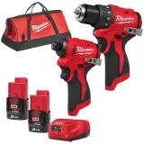 Набор из 2 инструментов аккумуляторных Milwaukee M12 BLPP2D-202B (4933500139)