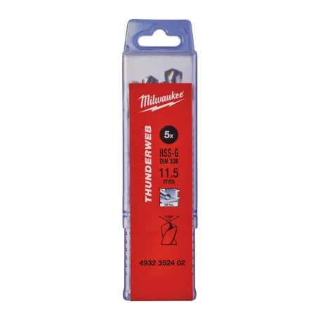 Сверло по металлу MILWAUKEE THUNDERWEB HSS-G, DIN338, Ø11,5х142х94мм. (5 шт.) (4932352402)