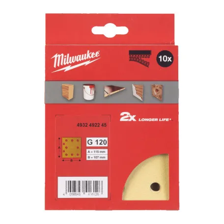 Бумага шлифовальная HP MILWAUKEE, 115х107мм HL, зерно 120, 10шт (4932492245)