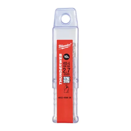 Сверло по металлу THUNDERWEB HSS-G MILWAUKEE, DIN338, Ø2,7х61х33мм, 10шт (4932459838)
