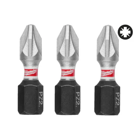 Бита MILWAUKEE SHOCKWAVE, PZ2, 25мм, (3 шт.) (4932500356)