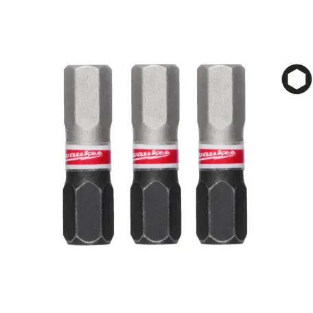 Бита MILWAUKEE SHOCKWAVE, Hex6, 25мм, (3 шт.) (4932500382)