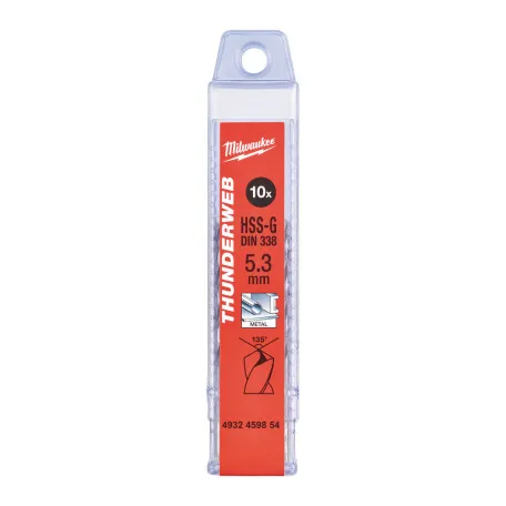 Сверло по металлу THUNDERWEB HSS-G MILWAUKEE DIN338 5,3х86х52мм, 10шт (4932459854)