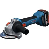 Шліфмашина кутова акумуляторна Bosch GWS 18V-8 Professional з 2 АКБ GBA 18V 5 Аг та ЗП GAL 18V-40, у L-BOXX 136, Ø125 мм (06019N9003)