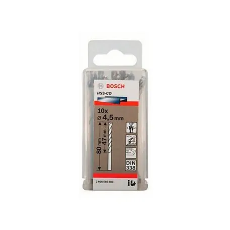 Сверло спиральное по металлу Bosch HSS-Co 4.5x80 мм (10 шт.) (2608585883)