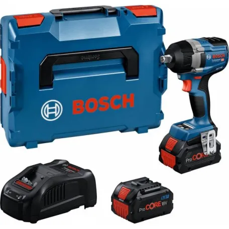 Гайковерт ударный аккумуляторный Bosch GDS 18V-750 C Professional с 2 АКБ ProCORE18V 8 Ач и ЗУ GAL 1880 CV, с модулем Bluetooth в L-BOXX 136, 750 Н·м, срыв 1000 Н·м (06019L90