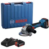Шліфмашина кутова акумуляторна Bosch GWS 18V-8 Professional з 2 АКБ GBA 18V 4 Аг та ЗП GAL 18V-40, у кейсі, Ø125 мм (06019N9020)