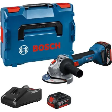 Шліфмашина кутова акумуляторна Bosch GWS 18V-8 Professional з 2 АКБ GBA 18V 5 Аг та ЗП GAL 18V-40, у L-BOXX 136, Ø125 мм (06019N9003)