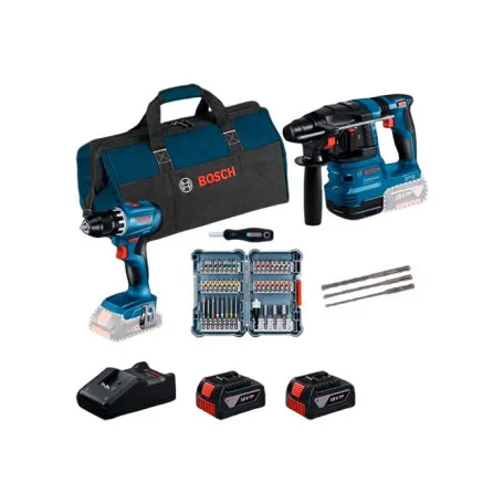Комбо-набор Bosch GSR 18V-45 + GBH 18V-22 с битами, сверлами, 2× GBA 4,0 Ач и GAL 18V-40 (0615V0003D)