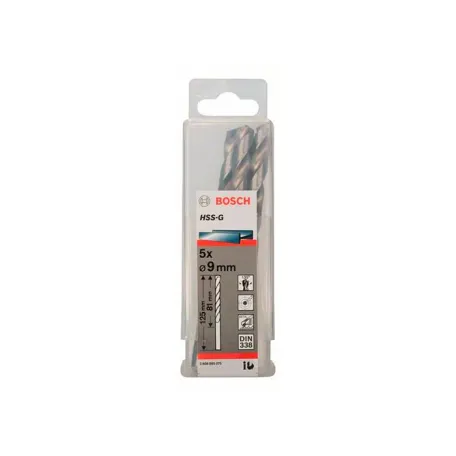 Сверло по металлу Bosch HSS-G, 9x125 мм (5 шт.) (2608595075)