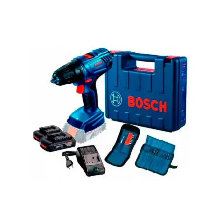 Дриль-шурупокрут акумуляторний Bosch Professional GSR 180-Li з 2 АКБ GBA 18V 2,0 Аг, ЗП GAL 18V-20, набором біт і свердел, 54 Н·м (06019F810A)