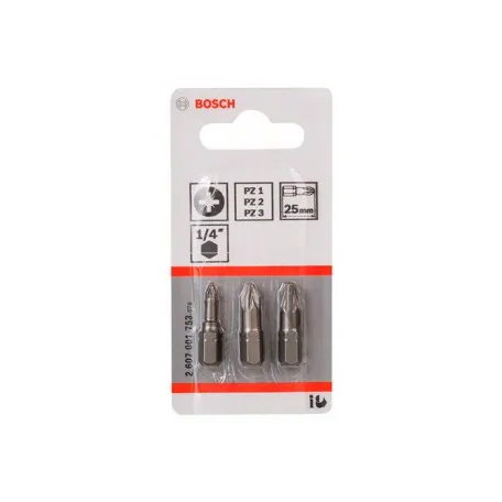 Набір біт Bosch Extra Hard PZ1/PZ2/PZ3 25 мм, 3 шт. (2607001753)