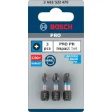 Набір біт Bosch Pro Phillips Impact Set PH1/2/3, 25 мм, 3 шт (2608522470)