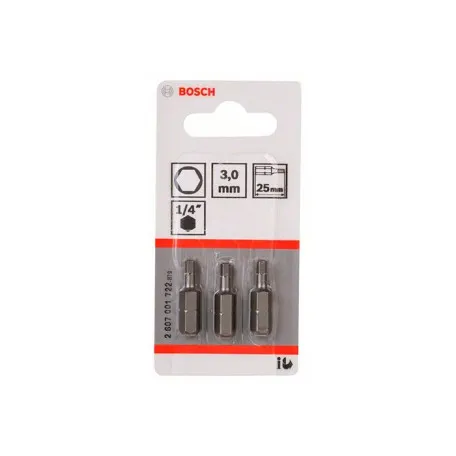 Біта Bosch Extra Hard HEX3 × 25 мм, 3 шт. (2607001722)