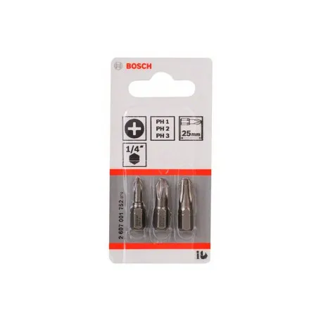 Набір біт Bosch Extra Hard PH1/PH2/PH3 25 мм, 3 шт. (2607001752)