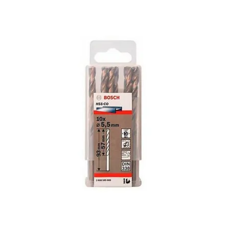 Сверло спиральное по металлу Bosch HSS-Co 5.5x101 мм (10 шт.) (2608585888)