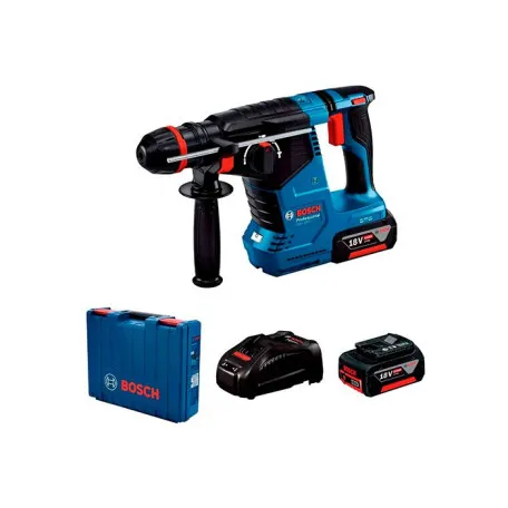 Перфоратор акумуляторний Bosch Professional GBH 187-LI у кейсі з 2 АКБ GBA 18V 5 Аг та ЗП GAL 1880 CV, зі змінним патроном, 2,4 Дж (0611923121)