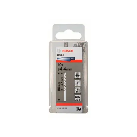 Сверло спиральное по металлу Bosch HSS-G 4.4x80 мм (10 шт.) (2608595333)