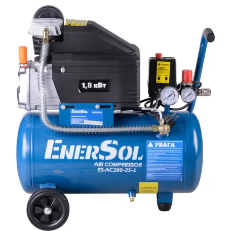 Компресор повітряний поршневий EnerSol 25л, 8бар, 200л/хв (ES-AC200-25-1)