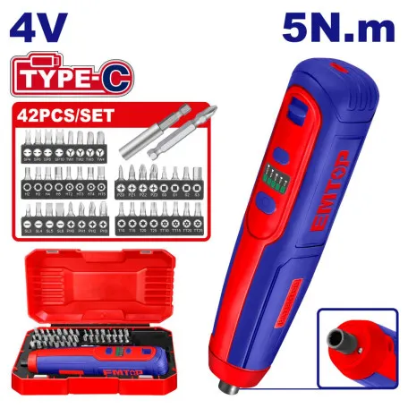 Отвёртка аккумуляторная EMTOP, 5 Н·м, хвостовик 1/4