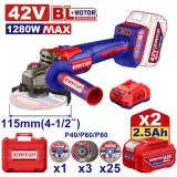 Болгарка (угловая шлифмашина) EMTOP, 10000 об/мин, 1280W, 115 мм. (ELAG4128112)